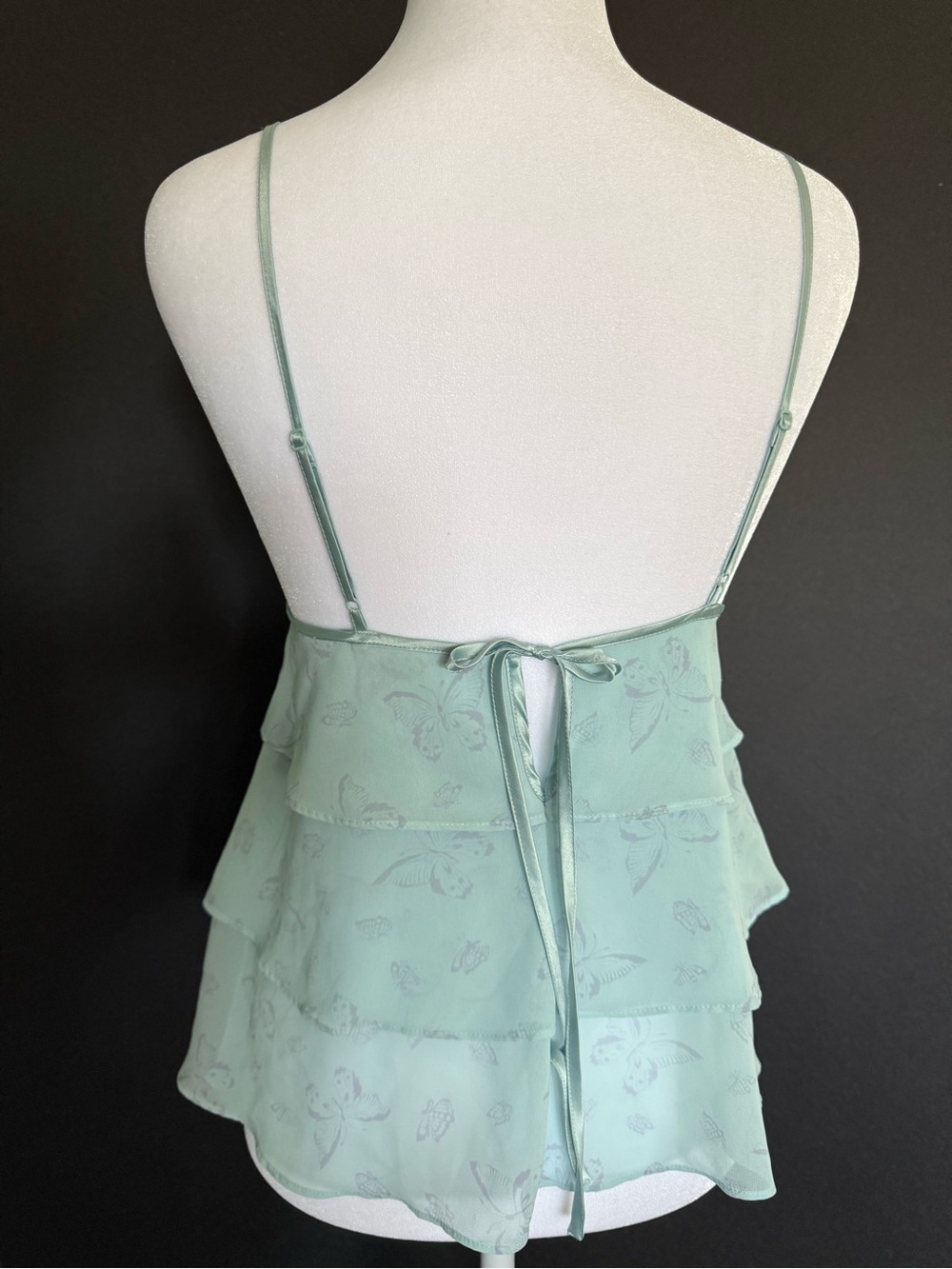 Y2K Victoria’s Secret Sheer Blue Butterfly Lingerie Empire Waist Camisole Top - Picture 4 of 10